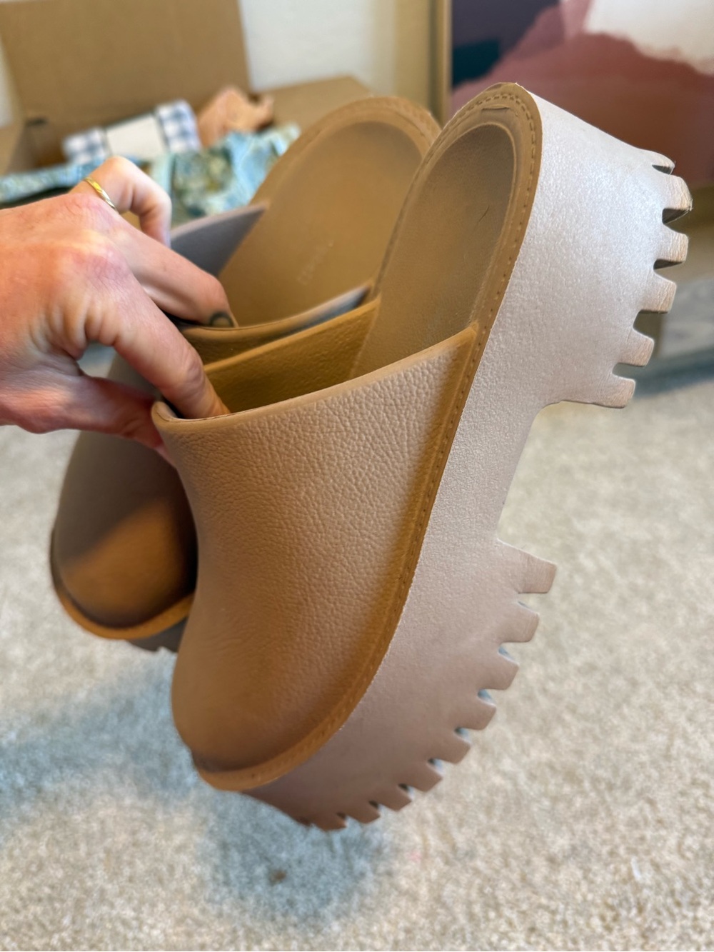 Jeffrey Campbell Chunky Platform Mule Clogs in Tan - Picture 3 of 4